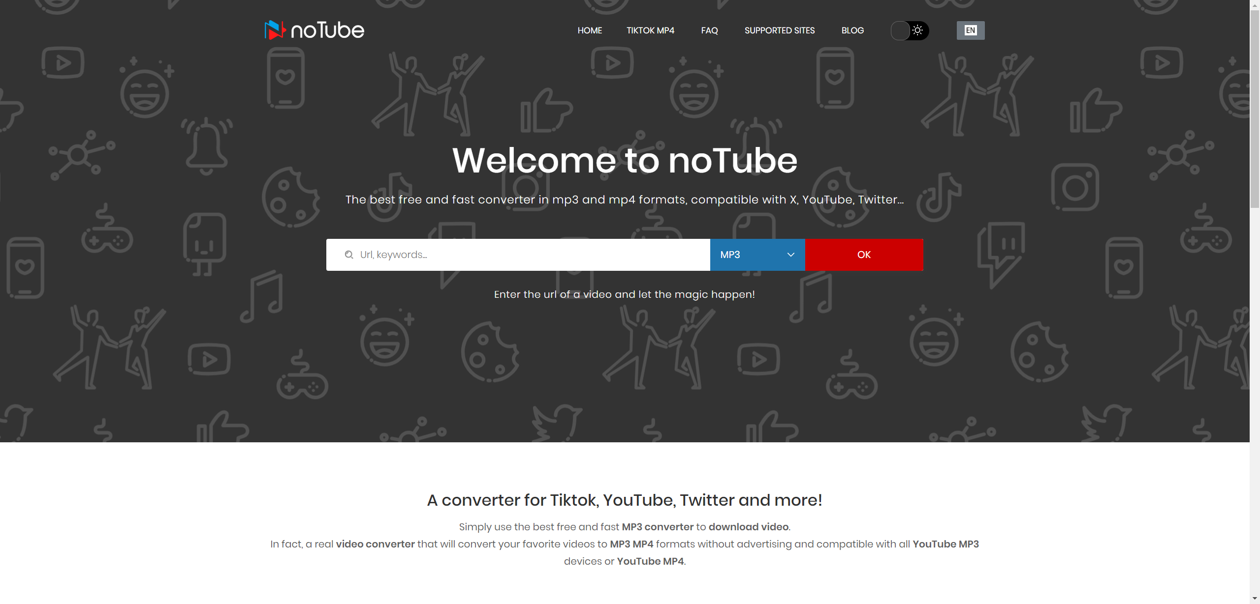 noTube：免费在线社媒平台视频下载工具