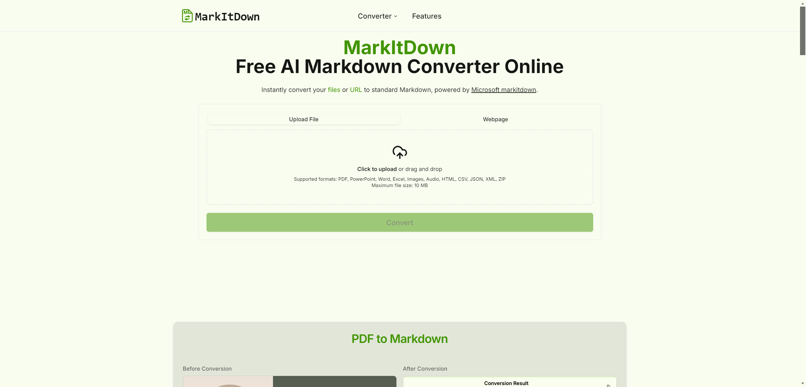 MarkItDown:便捷的 MarkDown 文件格式在线转换器