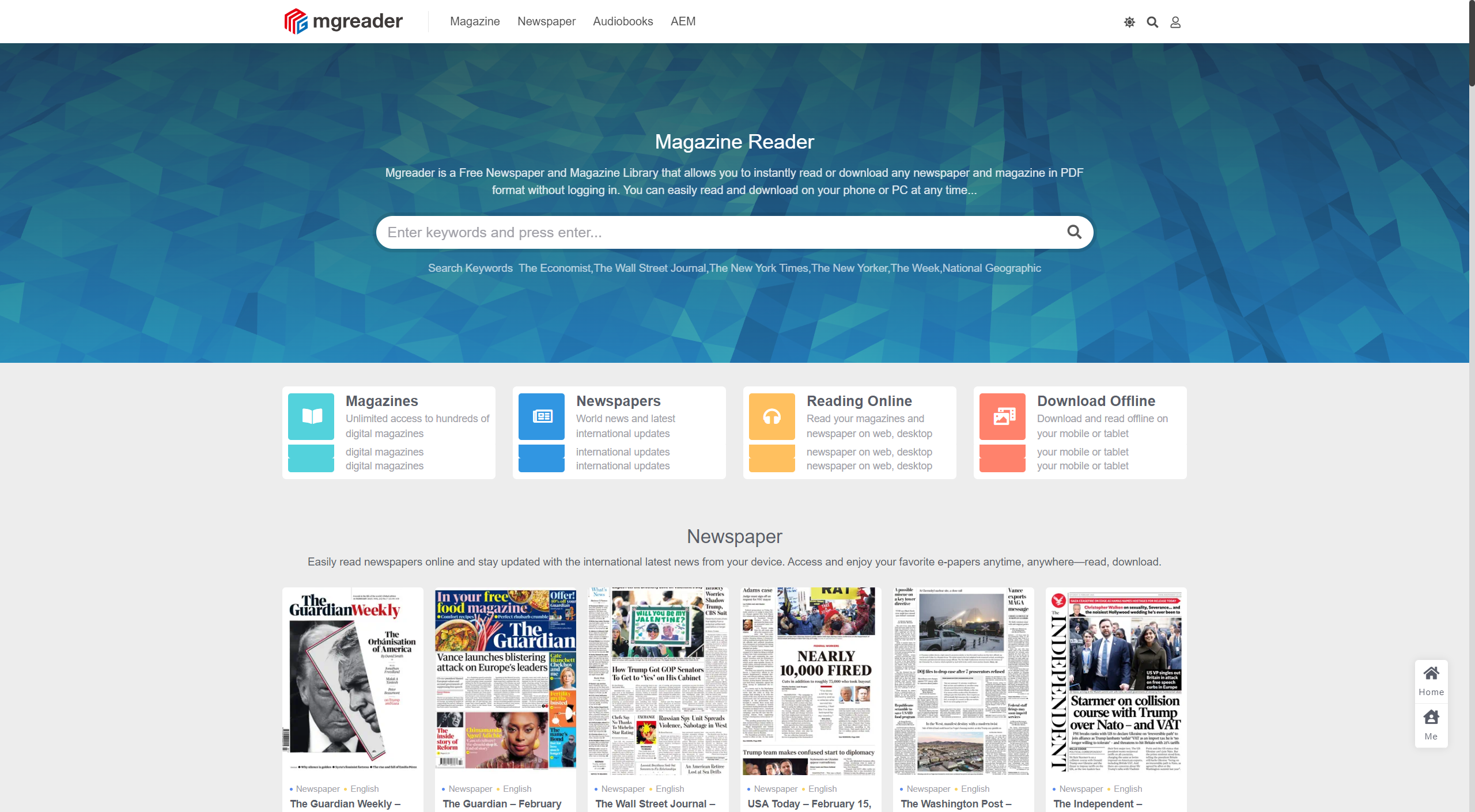 Mgreader：国外报纸、杂志、有声书在线免费阅读