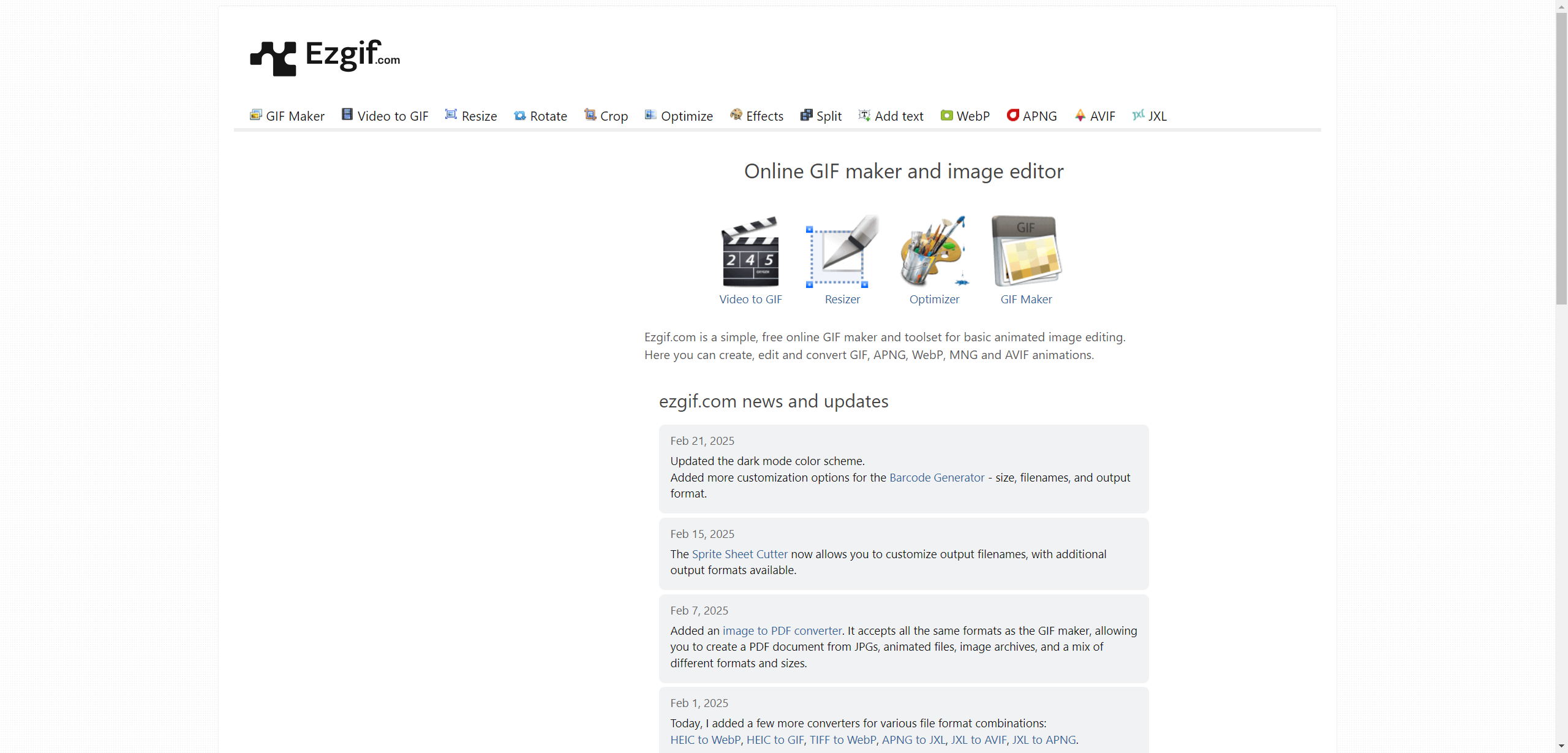 Ezgif：免费在线的 GIF 编辑、转换工具