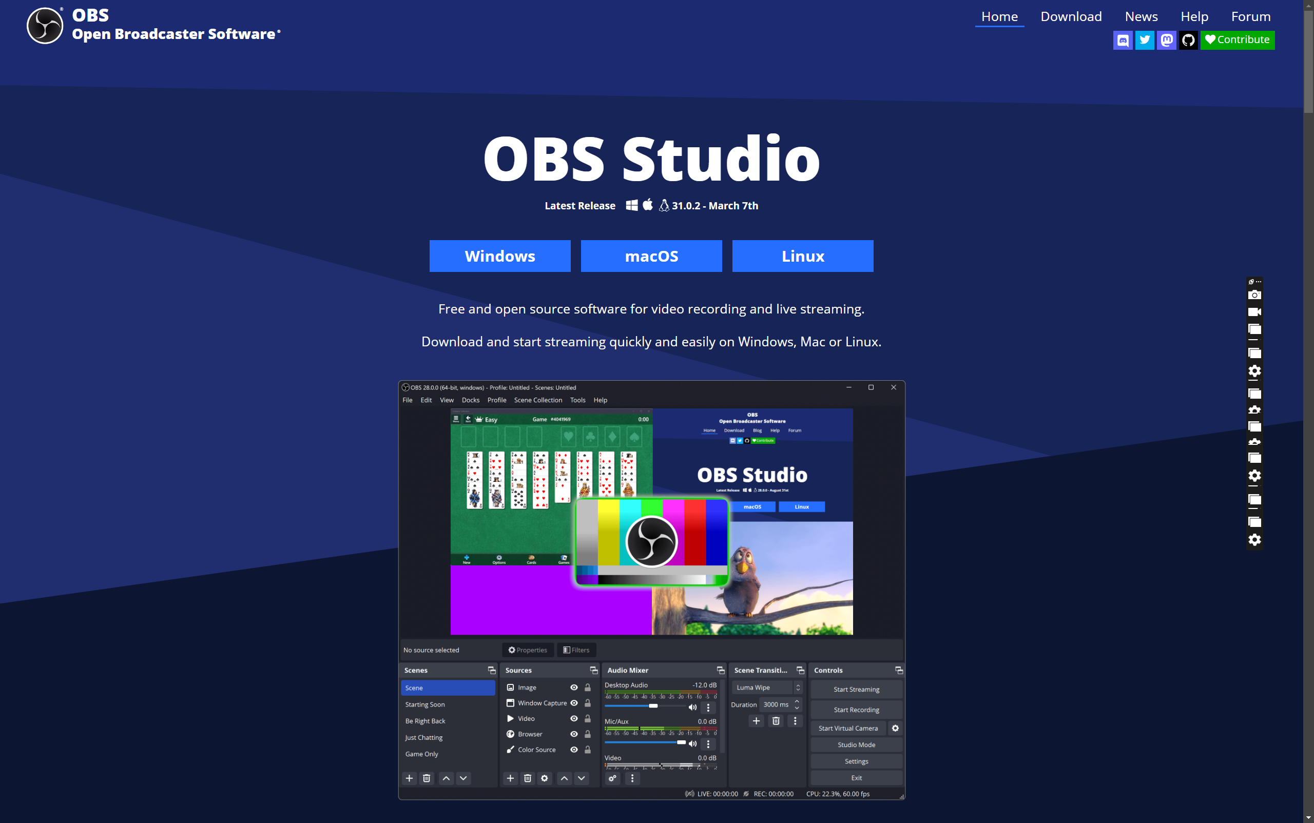 OBS Studio:专业的免费高清游戏录屏、直播软件